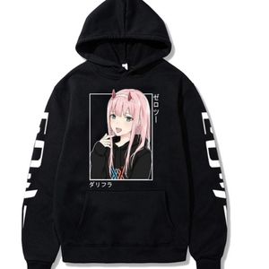 Large black zero two anime hoodie